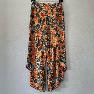 New Look Orange and Green Asymmetrical Midi Trousers